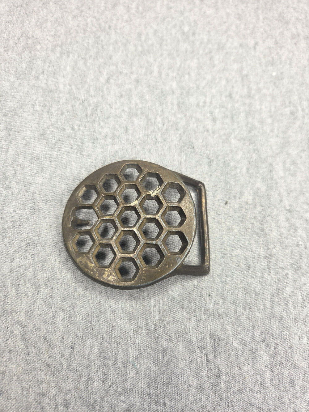 Vintage Brass Honeycomb Hexagon Belt Buckle Hippie Boho Openwork Beekeeper